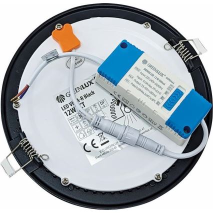 Foco de encastrar LED VEGA LED/12W/230V 2900/3900/5800K diâmetro 17,5 cm preto