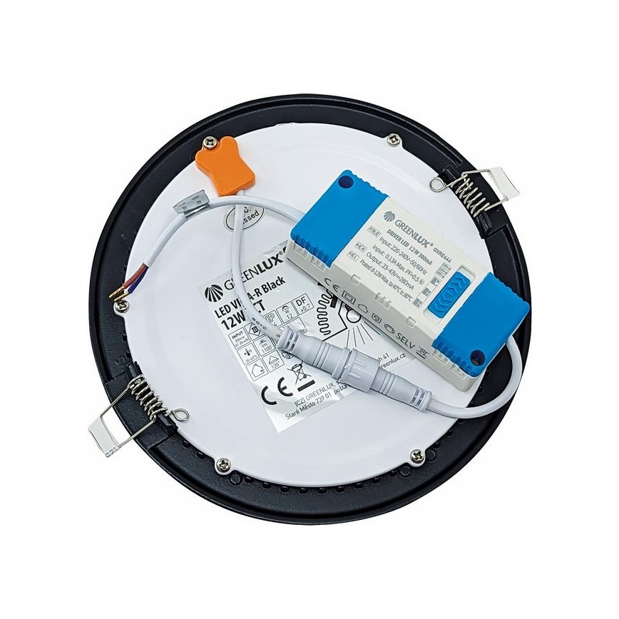 Foco de encastrar LED VEGA LED/12W/230V 2900/3900/5800K diâmetro 17,5 cm preto