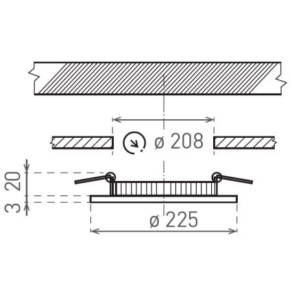 Foco de encastrar LED VEGA LED/18W/230V 2900/3900/5800K diâmetro 22,5 cm preto