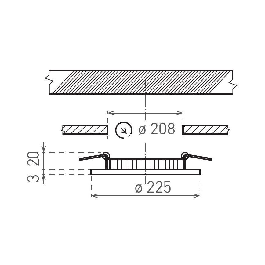 Foco de encastrar LED VEGA LED/18W/230V 2900/3900/5800K diâmetro 22,5 cm preto