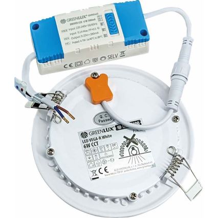 Foco de encastrar LED VEGA LED/6W/230V 2900/3900/5800K diâmetro 12,5 cm branco