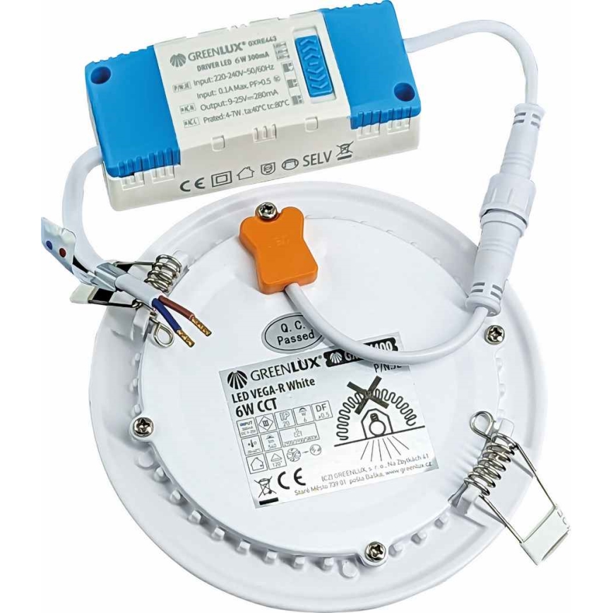 Foco de encastrar LED VEGA LED/6W/230V 2900/3900/5800K diâmetro 12,5 cm branco