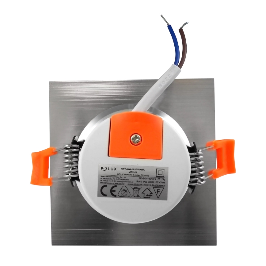 Foco de encastrar LED VENUS LED/7W/230V prateado angular