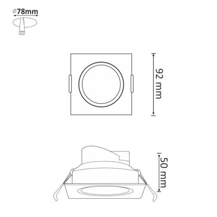 Foco de encastrar LED VENUS LED/7W/230V prateado angular