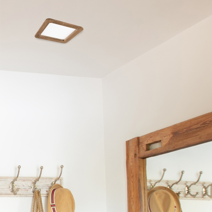 Foco de encastrar LED WOODY SPOT LED/17W/230V 3000K nogueira 18,5x18,5 cm