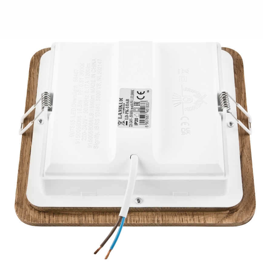 Foco de encastrar LED WOODY SPOT LED/17W/230V 3000K nogueira 18,5x18,5 cm