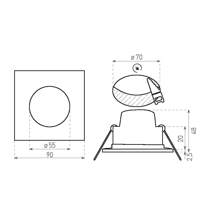 Foco de encastrar para casa de banho LED BONO LED/5W/230V 3000K IP65 preto