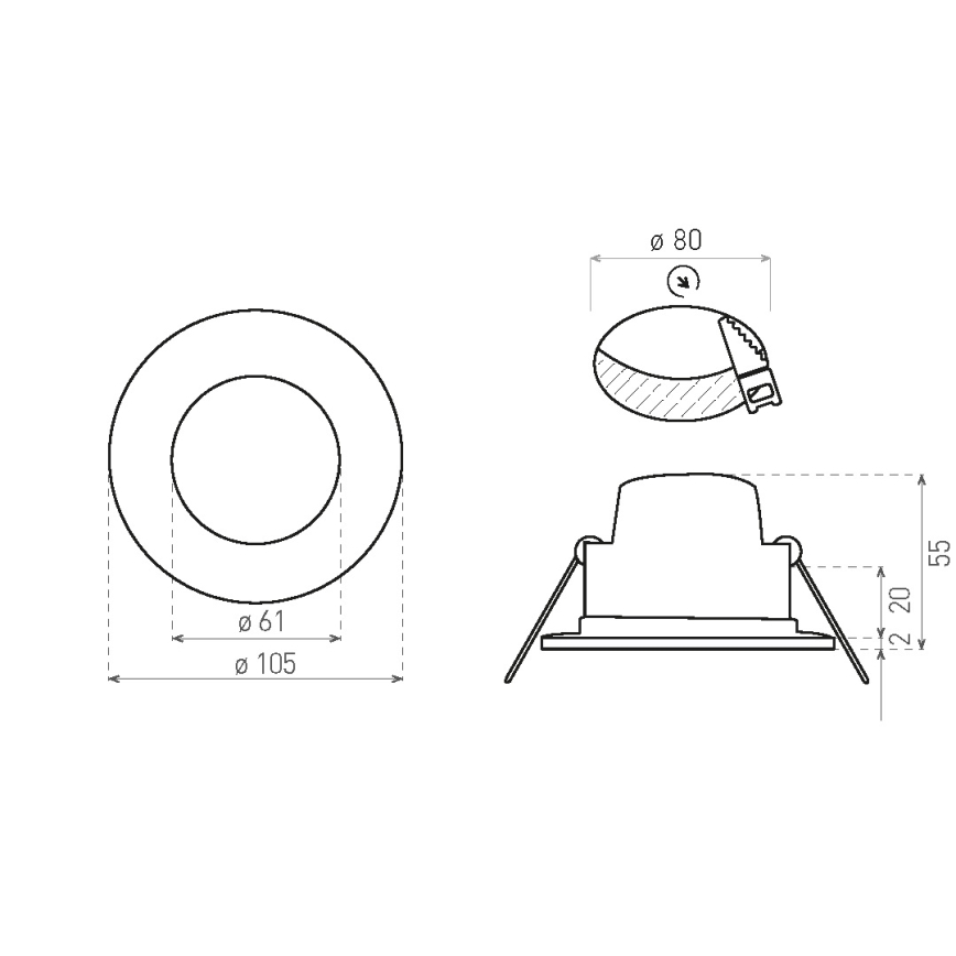 Foco de encastrar para casa de banho LED BONO LED/8W/230V 3000K IP65 preto