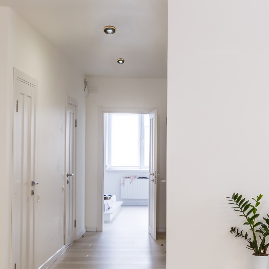 Foco de encastrar TOBBY 1xGU10/20W/230V diâmetro 11,5 cm carvalho/preto