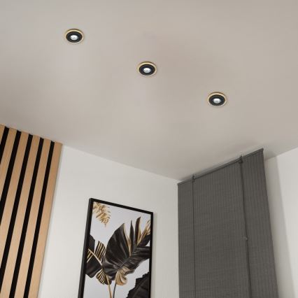 Foco de encastrar TOBBY 1xGU10/20W/230V diâmetro 11,5 cm carvalho/preto