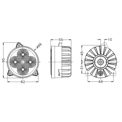 Foco de luz LED para trator BLACK LED/20W/10-30V IP69 5700K redondo