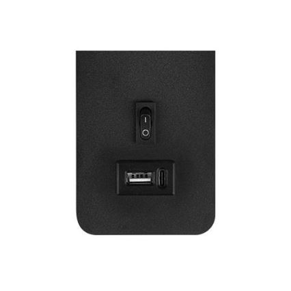 Foco de parede com carregador USB 1xG9/35W/230V preto/dourada