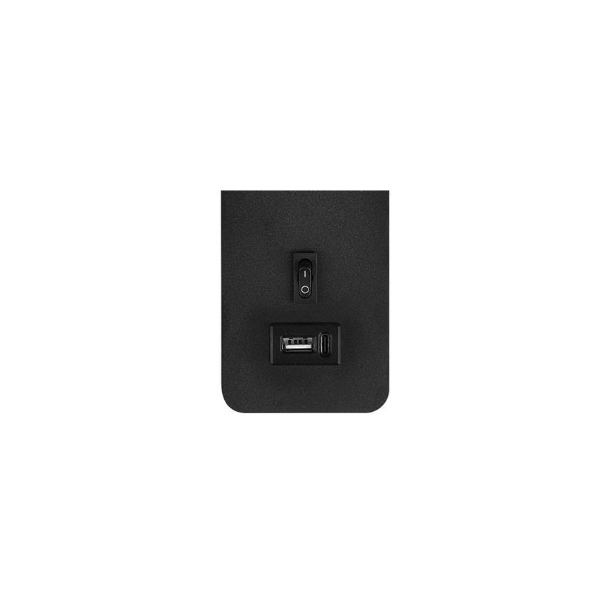 Foco de parede com carregador USB 1xG9/35W/230V preto/dourada