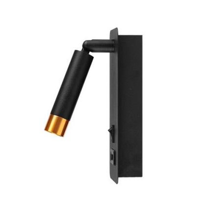 Foco de parede com carregador USB 1xG9/35W/230V preto/dourada