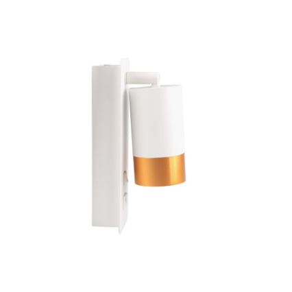 Foco de parede com carregador USB 1xGU10/35W/230V branco/dourado