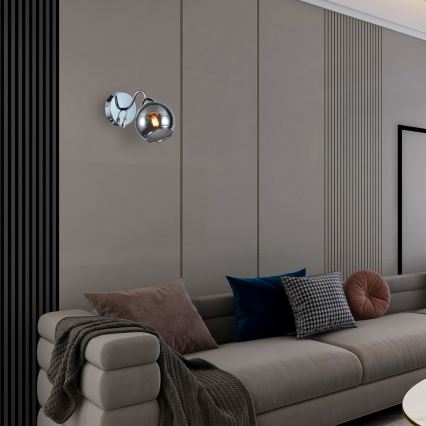 Foco de parede CONNOR 1xE27/15W/230V cromado brilhante/cinzento