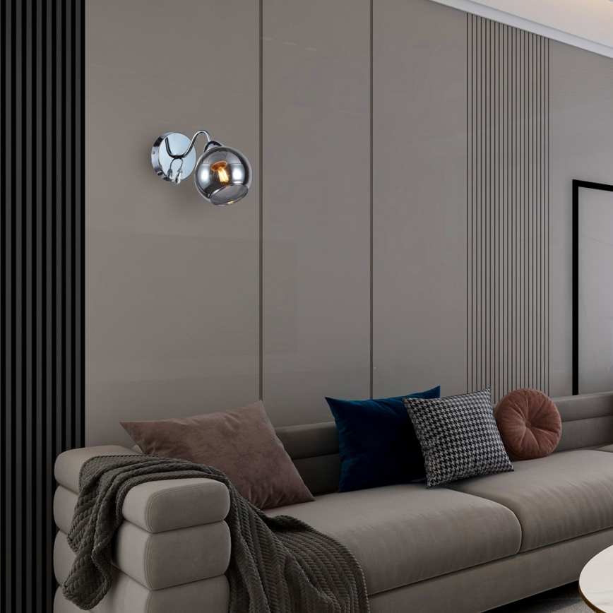 Foco de parede CONNOR 1xE27/15W/230V cromado brilhante/cinzento