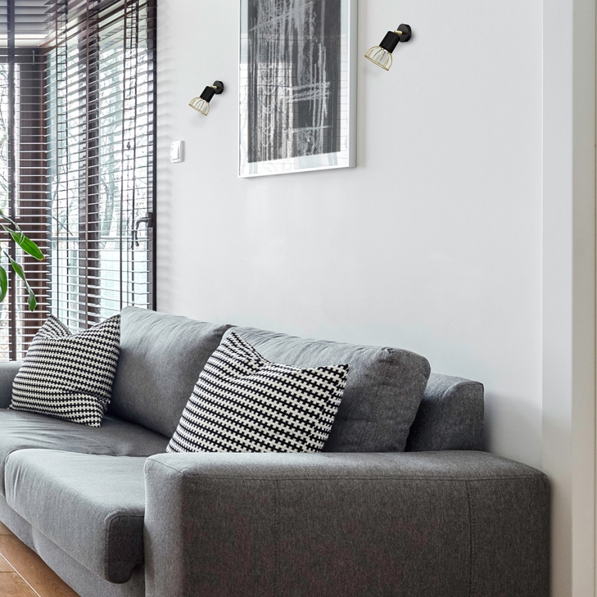 Foco de parede DANTE 1xGU10/25W/230V preto/dourado