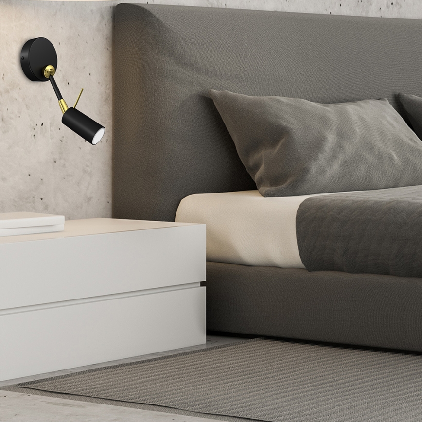 Foco de parede IRIS 1xGU10/MR11/40W/230V preto/dourado