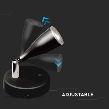 Foco de parede LED com interruptor LED/4,5W/230V 3000K preto