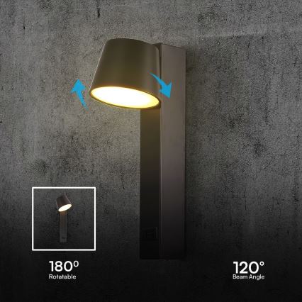 Foco de parede LED com porta USB LED/8W/230V 3000K