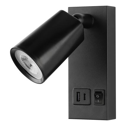 Foco de parede LED com USB CHARGE LED/5W/230V preto