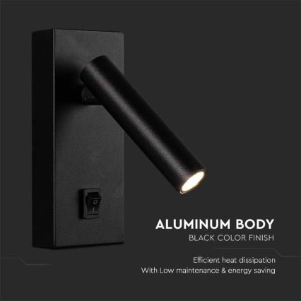 Foco de parede LED LED/2W/230V 4000K preto