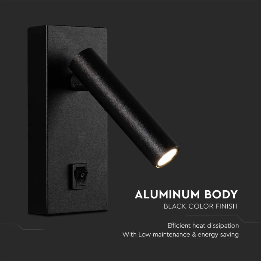 Foco de parede LED LED/2W/230V 4000K preto