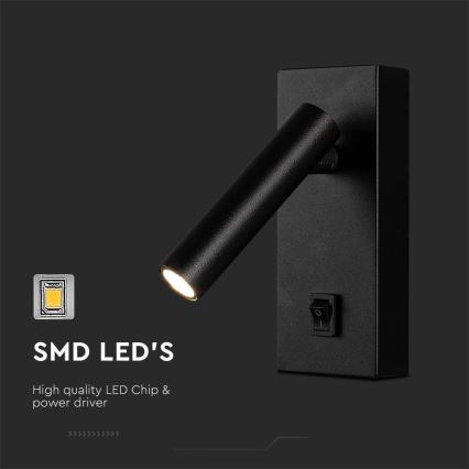 Foco de parede LED LED/2W/230V 4000K preto