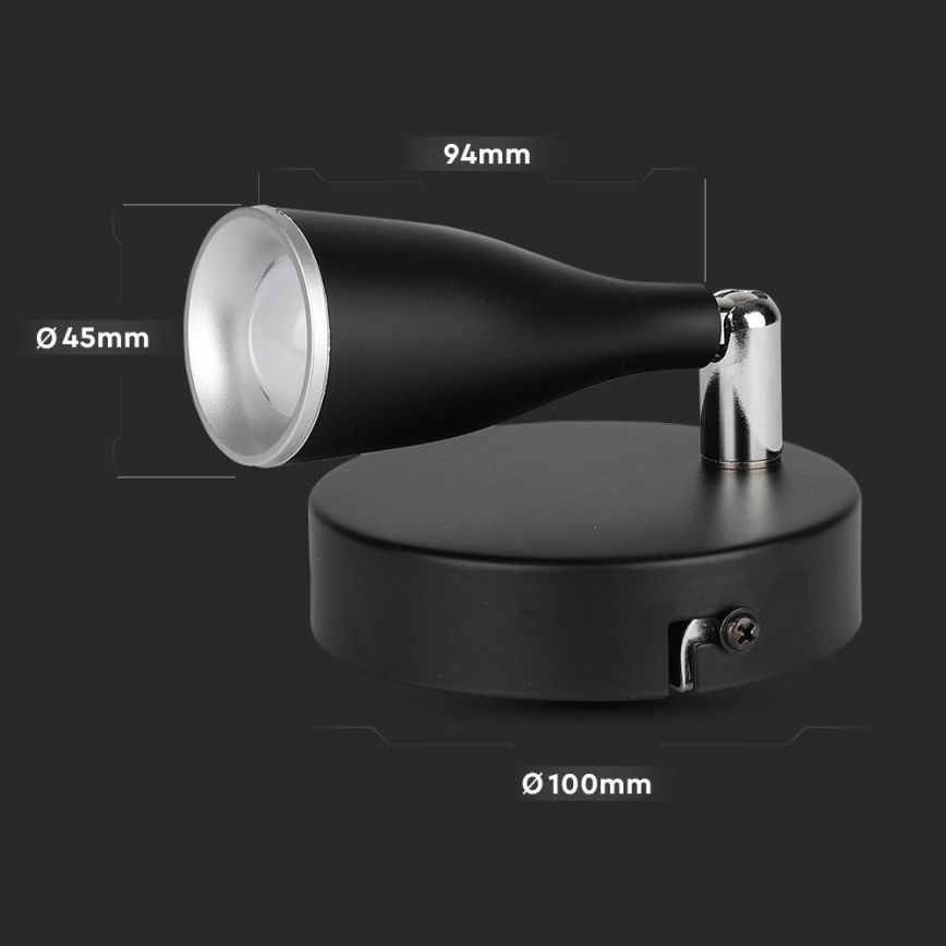 Foco de parede LED LED/4,5W/230V 3000K preto