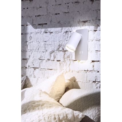 Foco de parede LED PARIS 1xGU10/10W/230V + LED/6W/230V branco