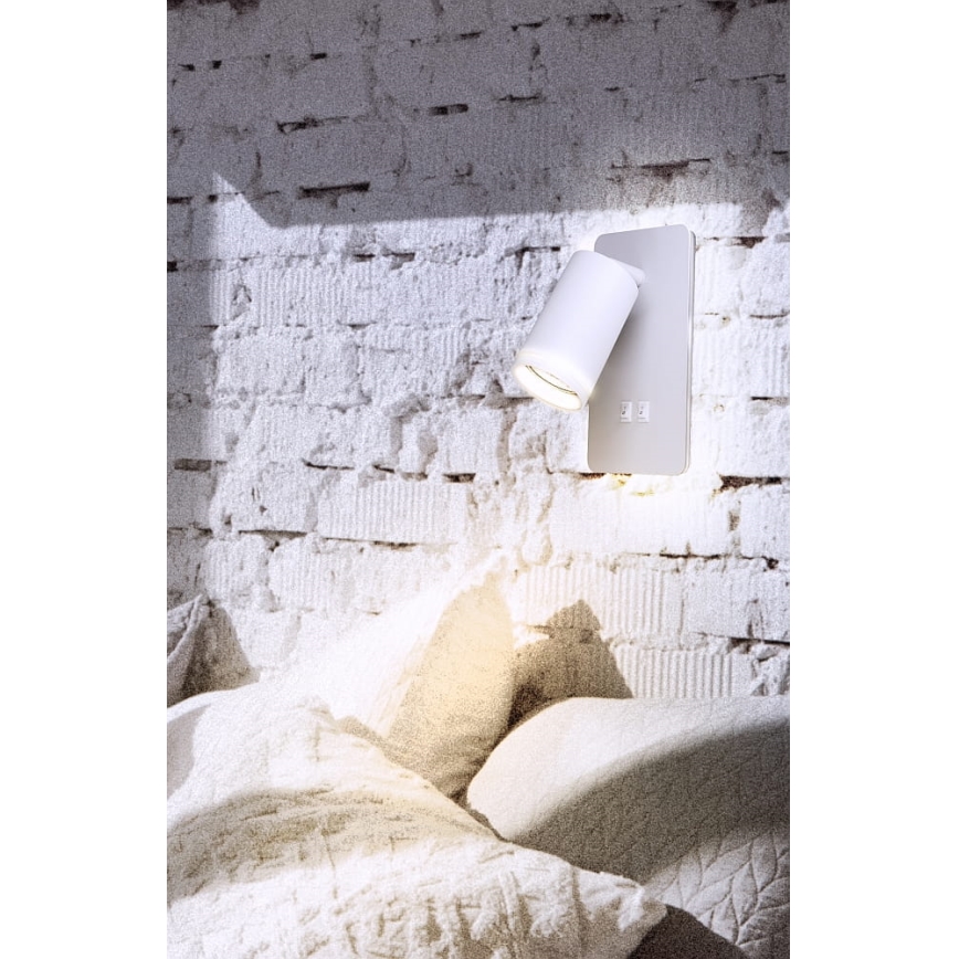 Foco de parede LED PARIS 1xGU10/10W/230V + LED/6W/230V branco