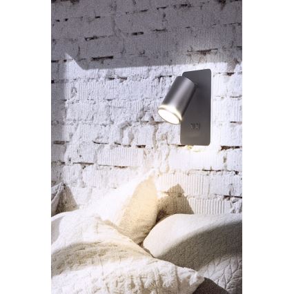 Foco de parede LED PARIS 1xGU10/10W/230V + LED/6W/230V preto