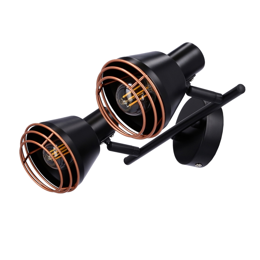 Foco de parede NERIA 2xE14/40W/230V preto/cobre