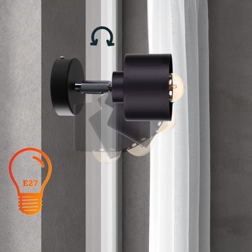 Foco de parede SIMPLY BLACK 1xE27/60W/230V