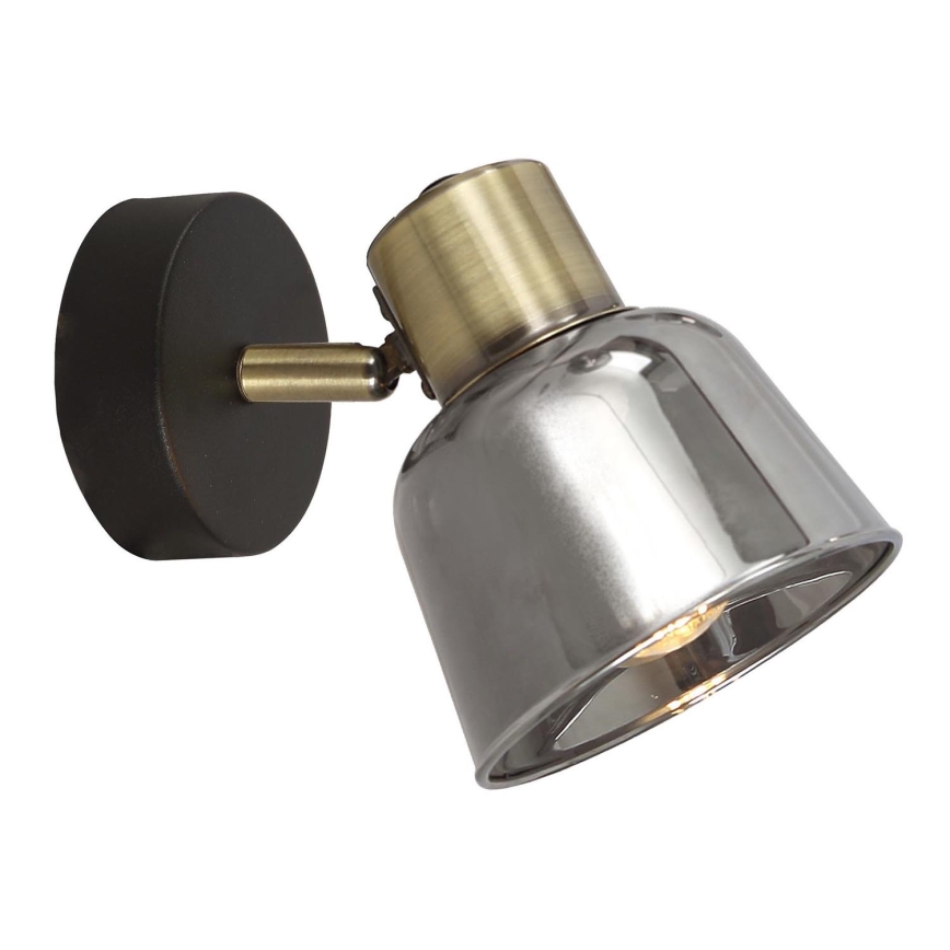 Foco de parede SMOKY 1xE14/9W/230V preto/latão/cinzento