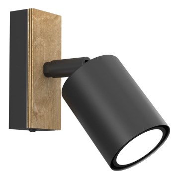 Foco de parede TULON 1xGU10/8W/230V preto/carvalho