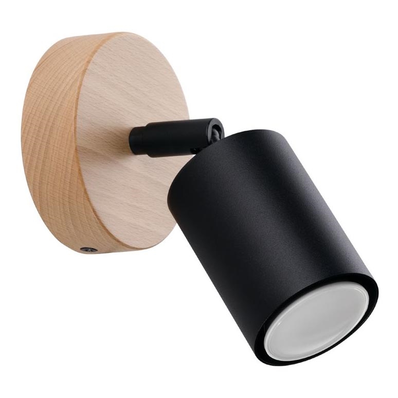 Foco de parede VERDO 1xGU10/10W/230V preto/faia