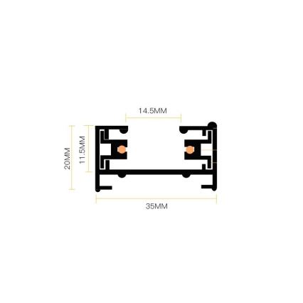 Foco em sistema de carril 4xGU10/25W/230V 2 m preto