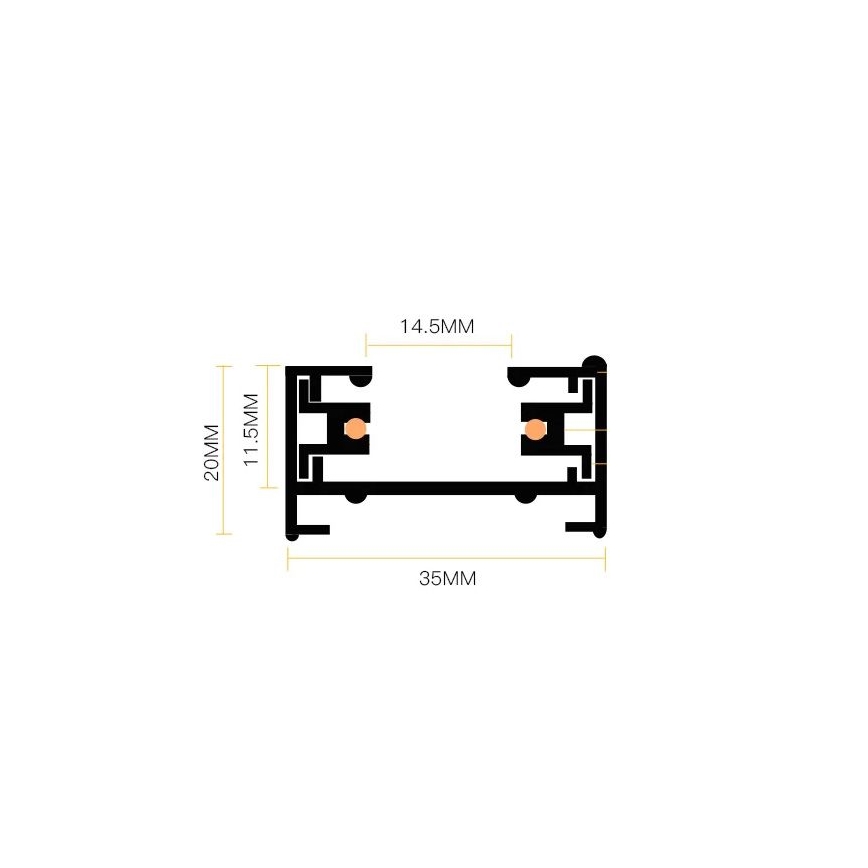 Foco em sistema de carril 5xGU10/25W/230V 3 m preto