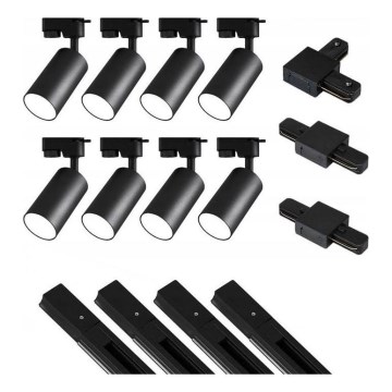 Foco em sistema de carril 8xGU10/25W/230V 4 m preto