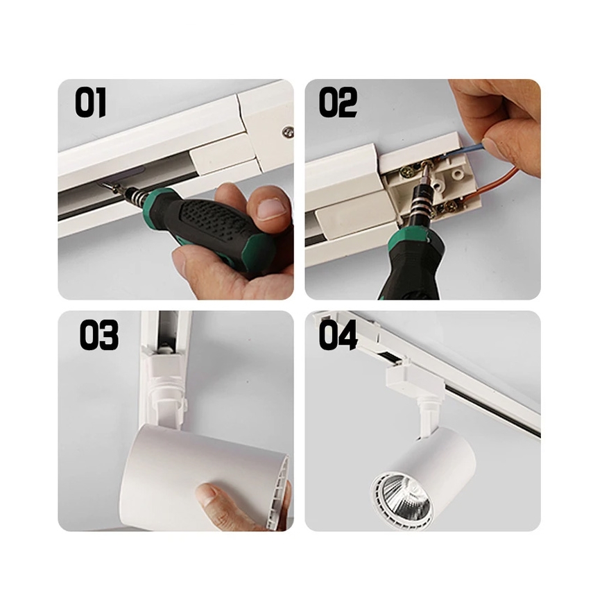 Foco em sistema de carril 8xGU10/25W/230V 4 m preto