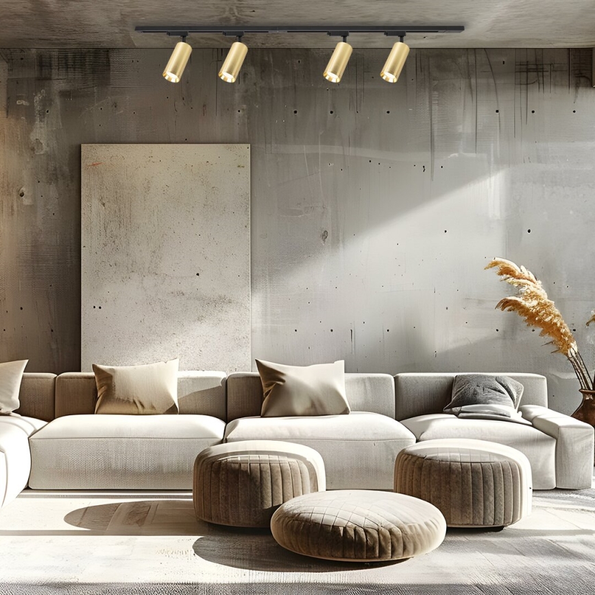 Foco em sistema de carril MICA 4xGU10/10W/230V dourado/preto