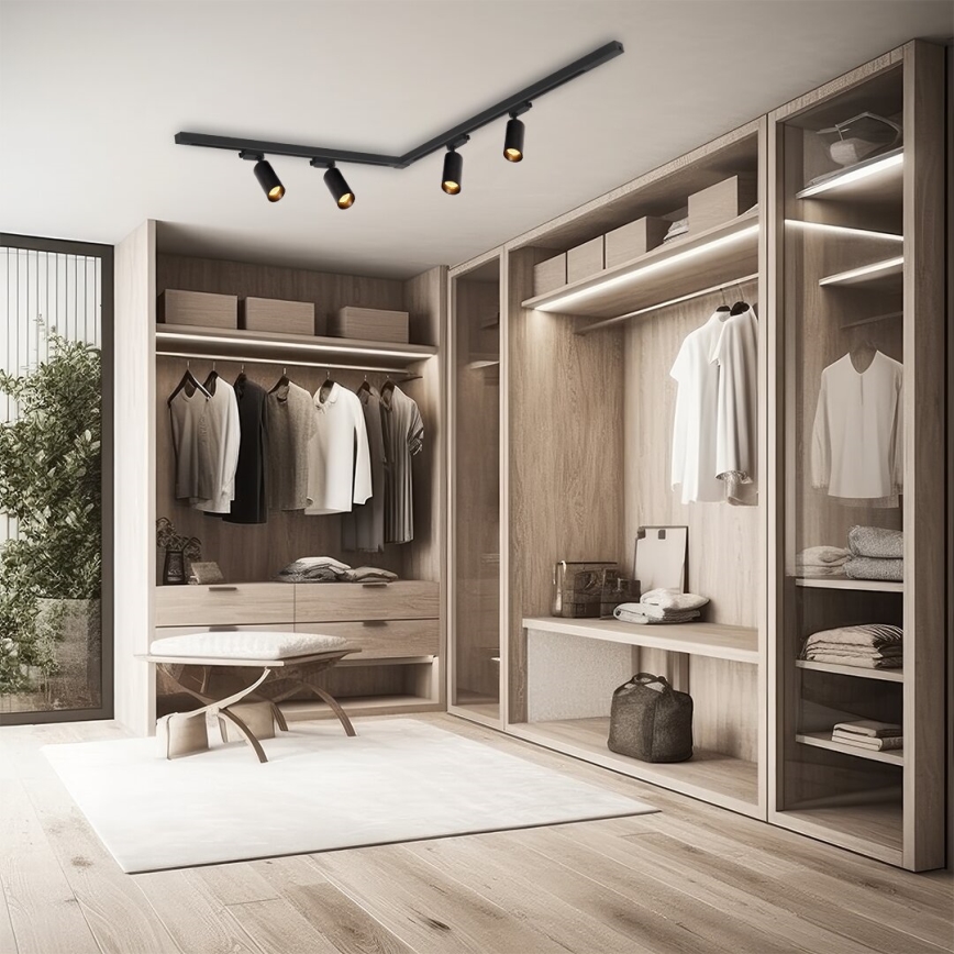 Foco em sistema de carril PIPE 4xGU10/10W/230V preto