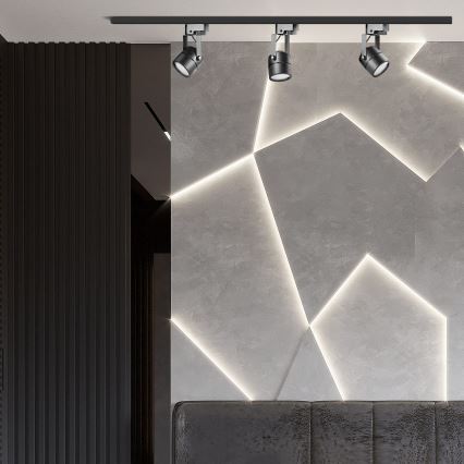 Foco em sistema de carril PRAHA 3xGU10/10W/230V preto