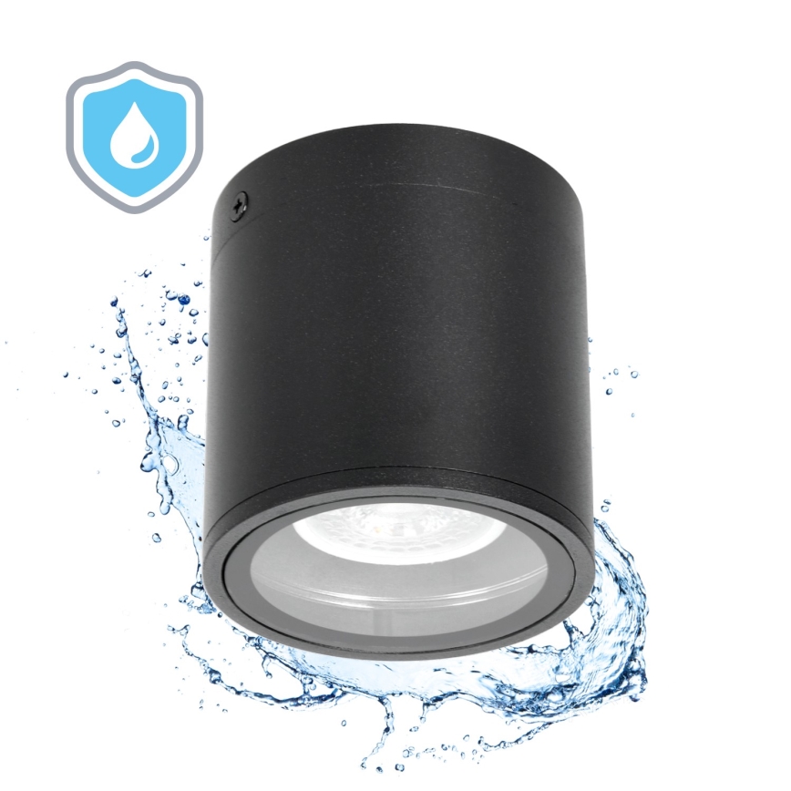 Foco exterior 1xGU10/35W/230V IP54 redondo preto