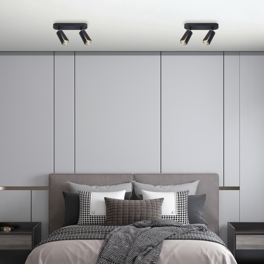 Foco FLOR 2xGU10/8W/230V preto