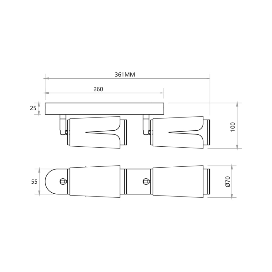 Foco FLOR 2xGU10/8W/230V preto