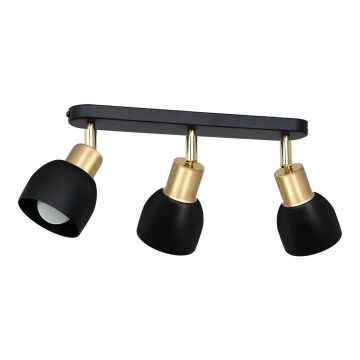 Foco FRESNO 3xE27/60W/230V preto/dourado