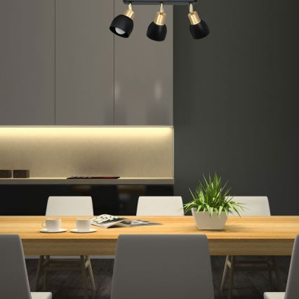 Foco FRESNO 3xE27/60W/230V preto/dourado